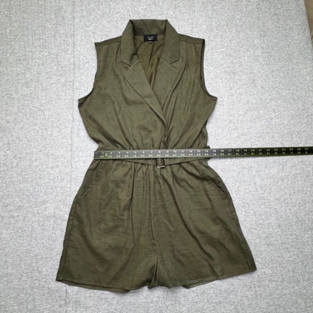 VICI Olive Green Sleeveless Belted Utility Romper Notched Lapel Medium